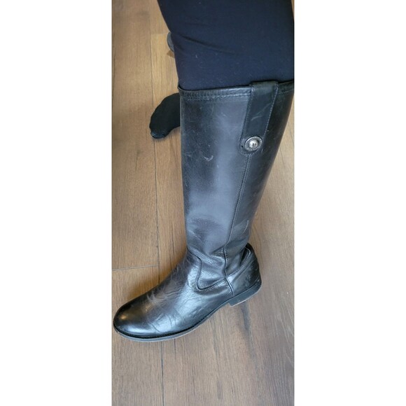 Frye Women's Tall Black Leather Riding Boots Zip Size 8 - Picture 3 of 14